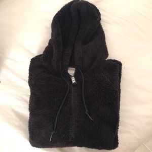 Pink Victoria secret Teddy hoodie- black